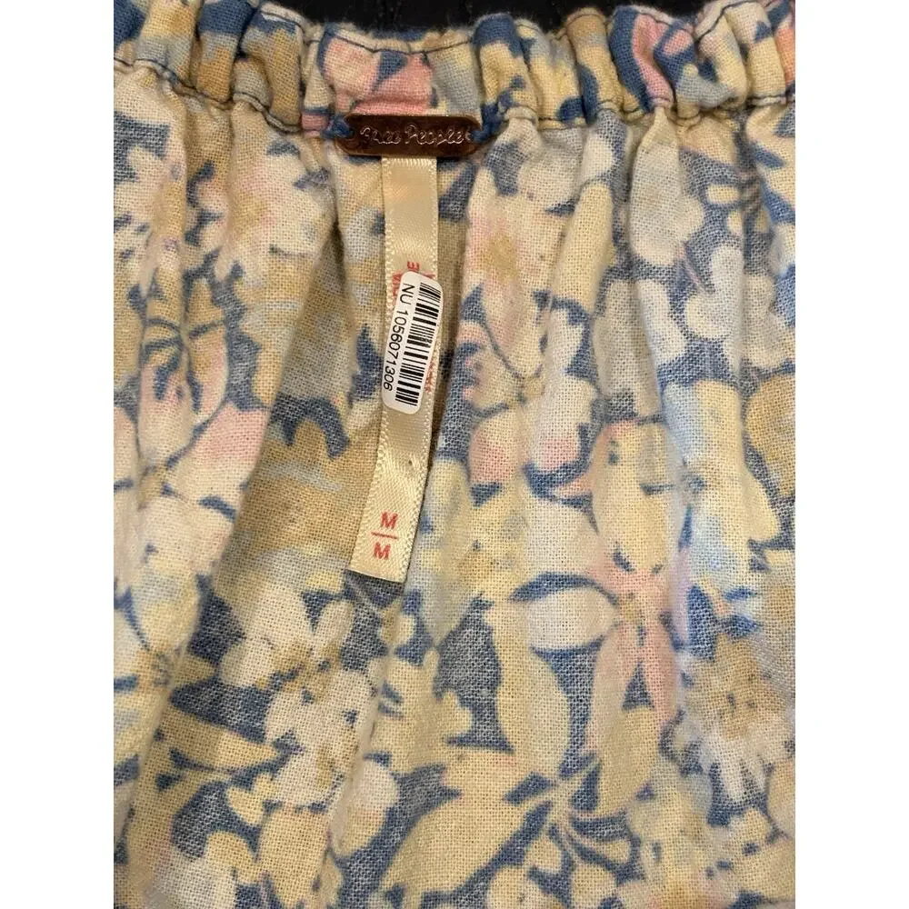 Free People James Smock $128 Boxy Crop Top Puff Blouse M